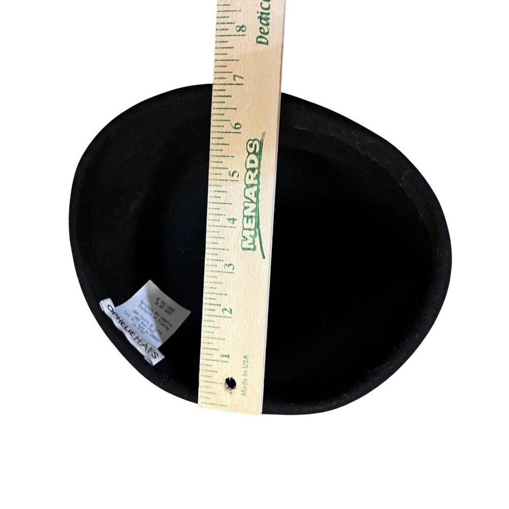 Vintage Ophelie Hats Black Wool Felt Cloche Feather Decoration Used and Box - Picture 11 of 16